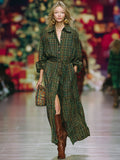 Casual Retro Button Plaid Maxi Dress