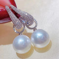 Elegant Pearl Earrings with Sparkling Zircon in Noble Silver