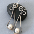 Elegant vintage sterling silver pearl earrings