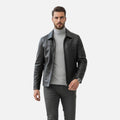 Dorevelle | Men’s Polo Leather Coat – Classic Straight-Hem Design