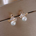 Elegant Birdie Earrings with Sparkling Zirconia and Noble Pearl Decorations