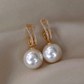 Decorative Pearl Earrings with Sparkling Zirconia