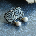 Elegant Hand-Painted Vintage Pearl Earrings