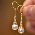 Elegant Gold Vintage Pearl Earrings