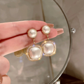 Stylish and Elegant Square Pearl Earrings in Radiant White