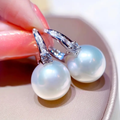 Shiny Silver Earrings with Exquisite Pearls