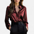Dorevelle Women’s Satin Blouse - Sophisticated Long Sleeve Elegance