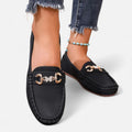 Dorevelle | Women’s Loafers – Butterfly Strap Diamond Accent