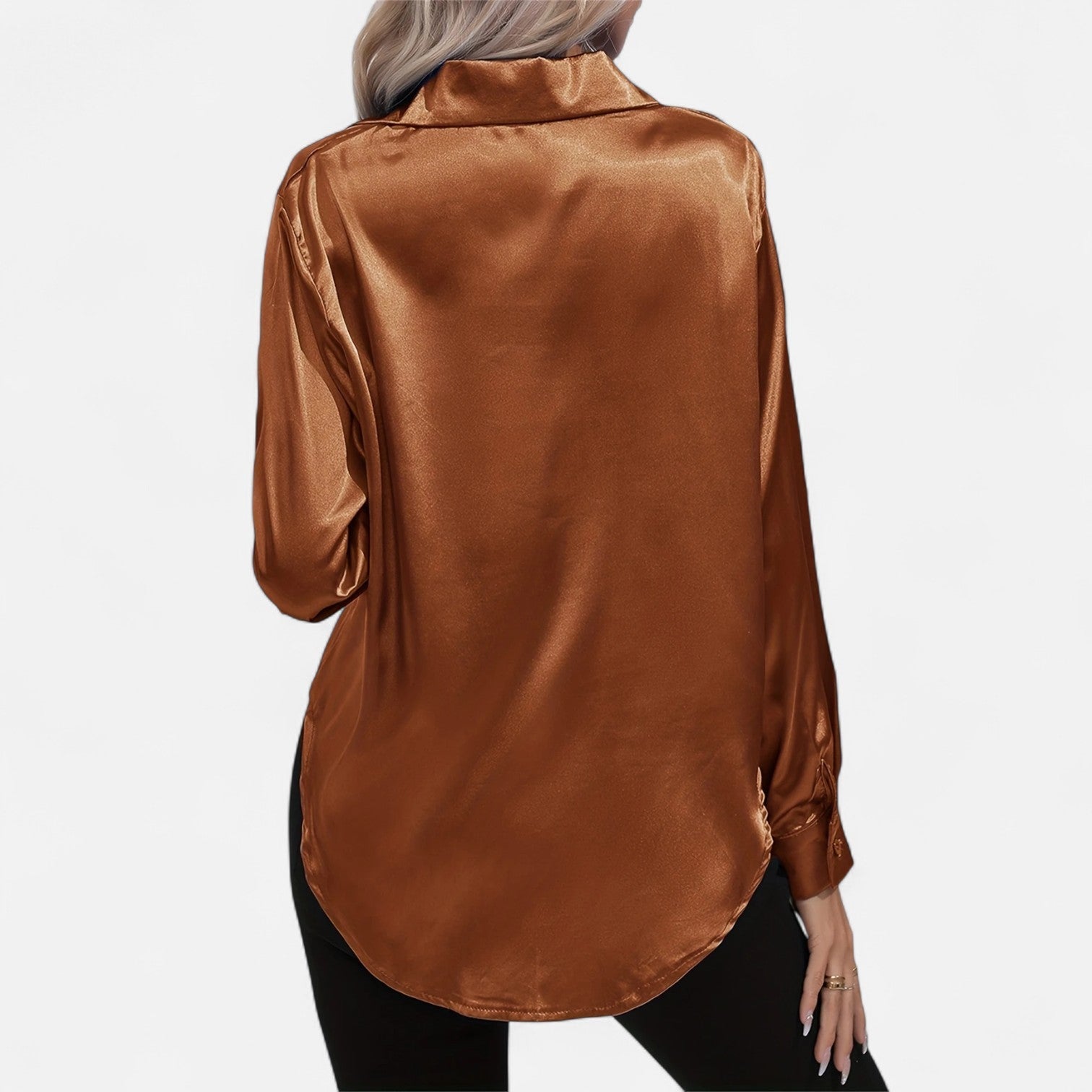 Dorevelle Women's Elegant Satin Shirt with Heritage Collar for a Classic Stylish Look