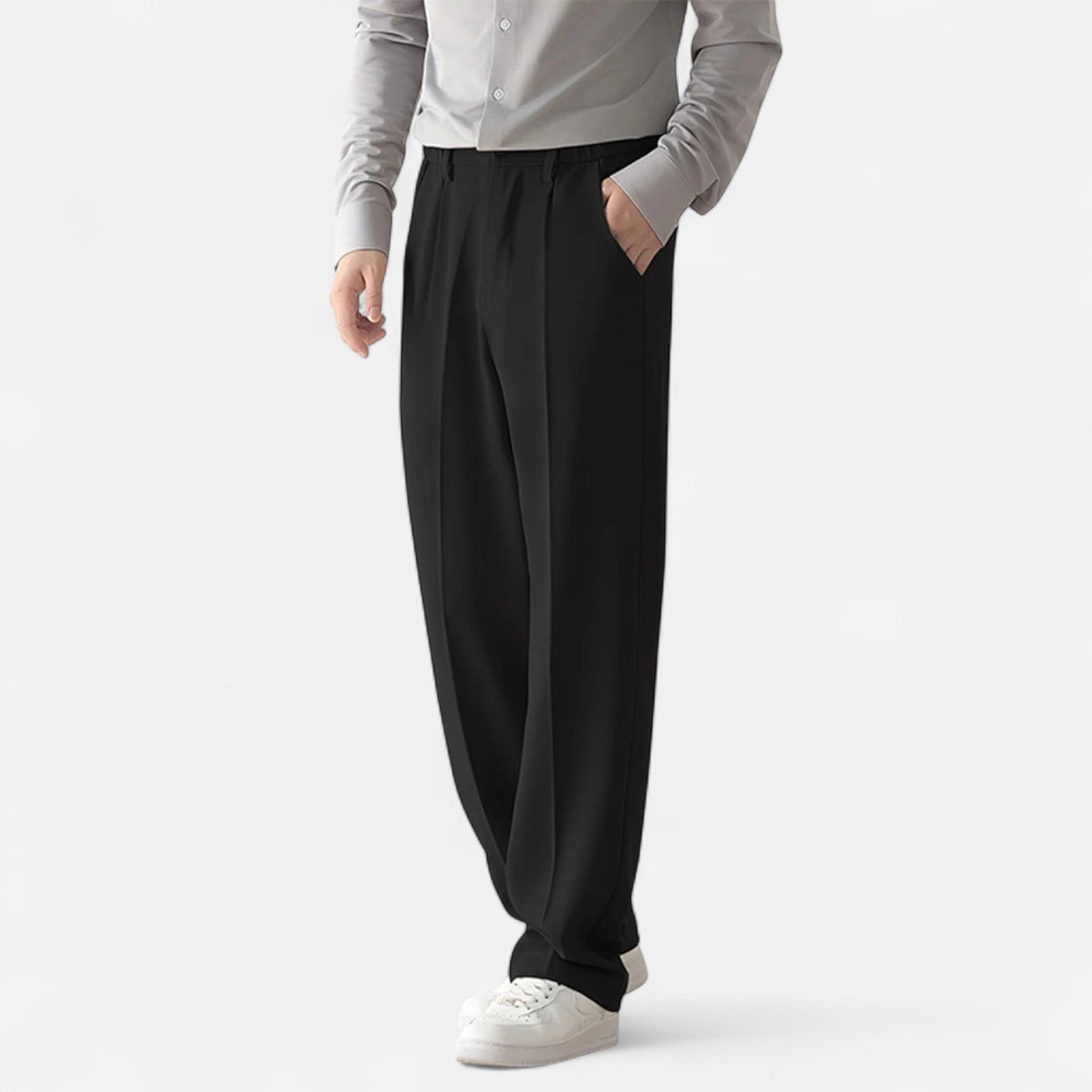 Dorevelle | Herrenweite-Hose mit weitem Bein – Herbstliche elegante Drapierung