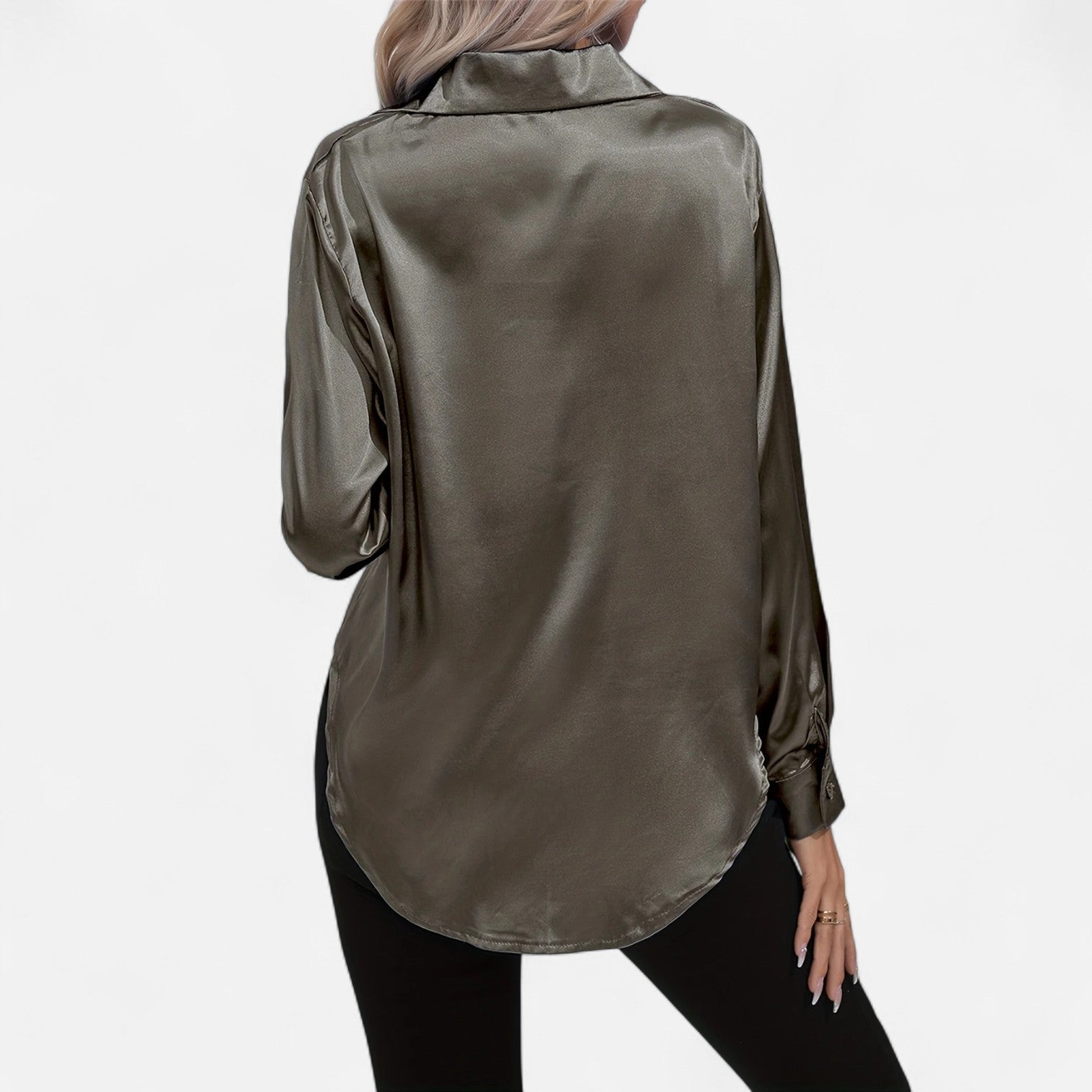 Dorevelle Women's Elegant Satin Shirt with Heritage Collar for a Classic Stylish Look