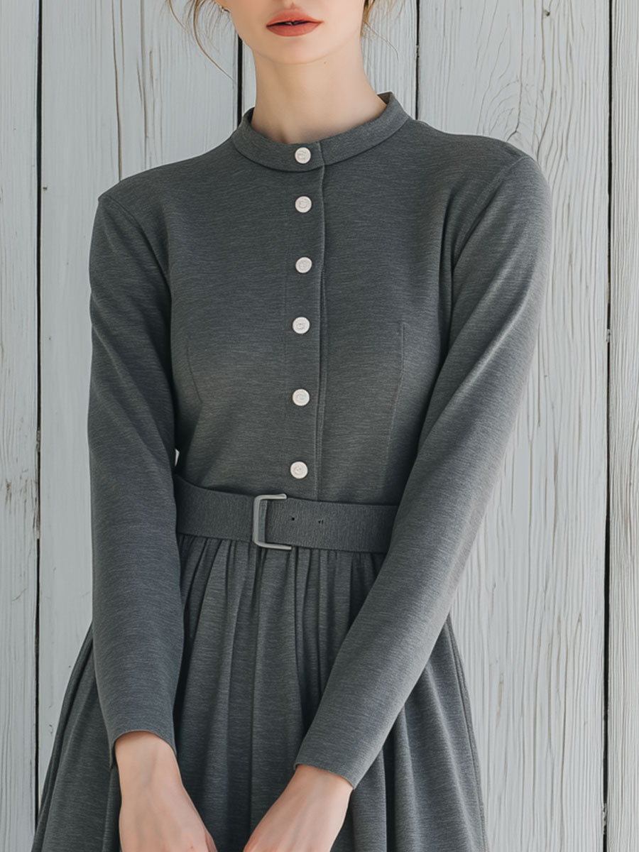 Casual And Comfortable Loose Gray Midi Dress