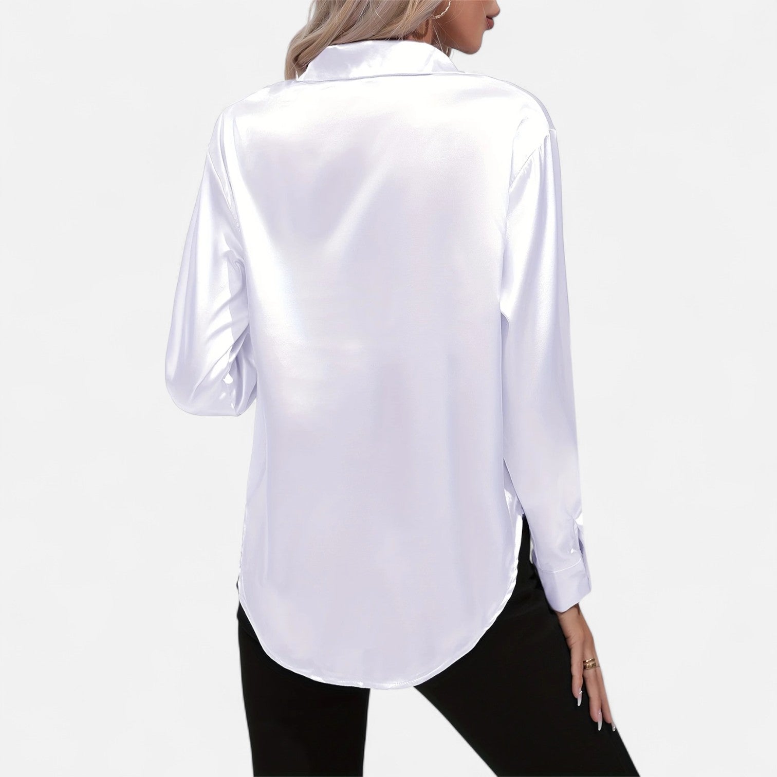 Dorevelle Women's Elegant Satin Shirt with Heritage Collar for a Classic Stylish Look