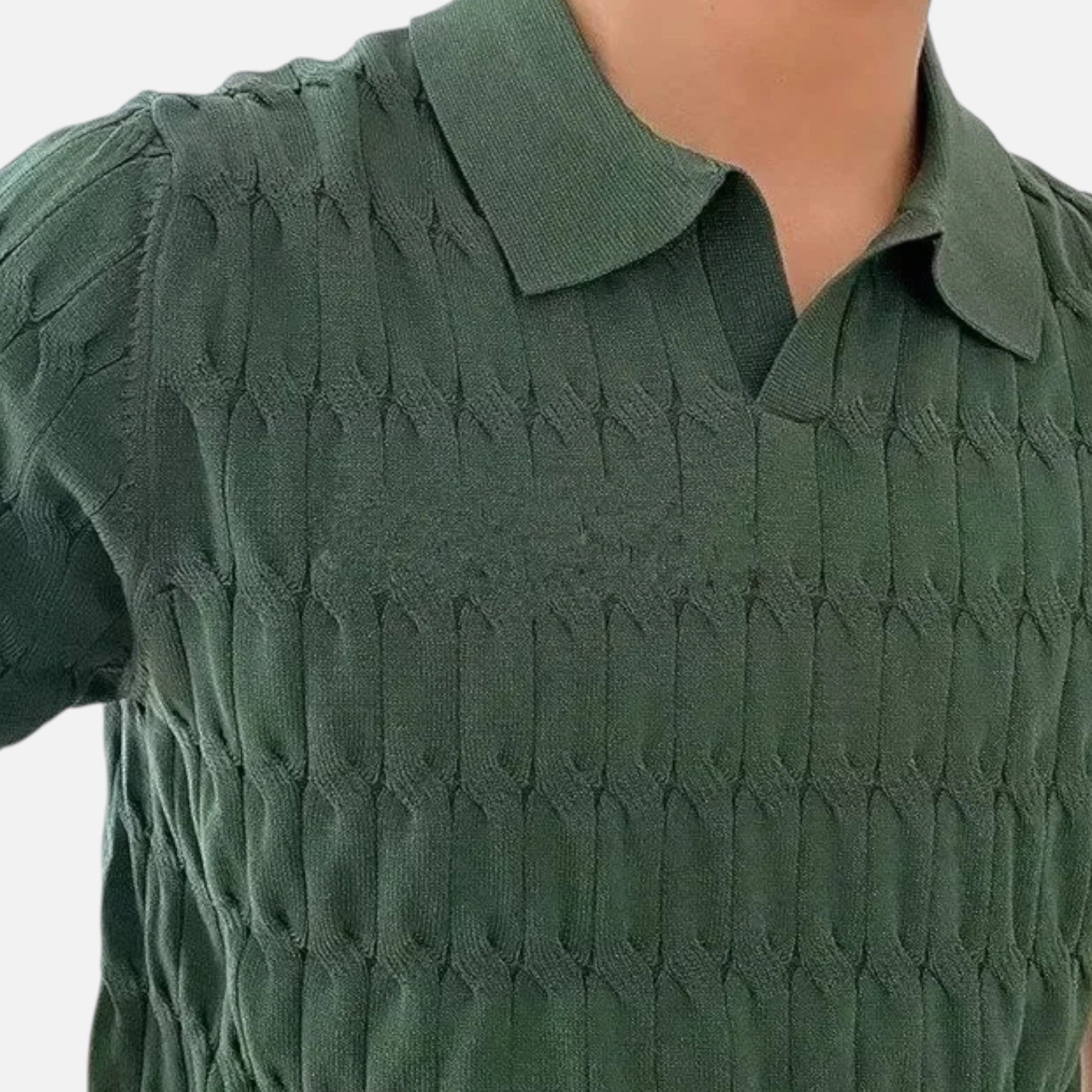 Dorevelle | Herren Strick-Polohemd mit Jacquard-V-Ausschnitt – Elegante Vielseitigkeit