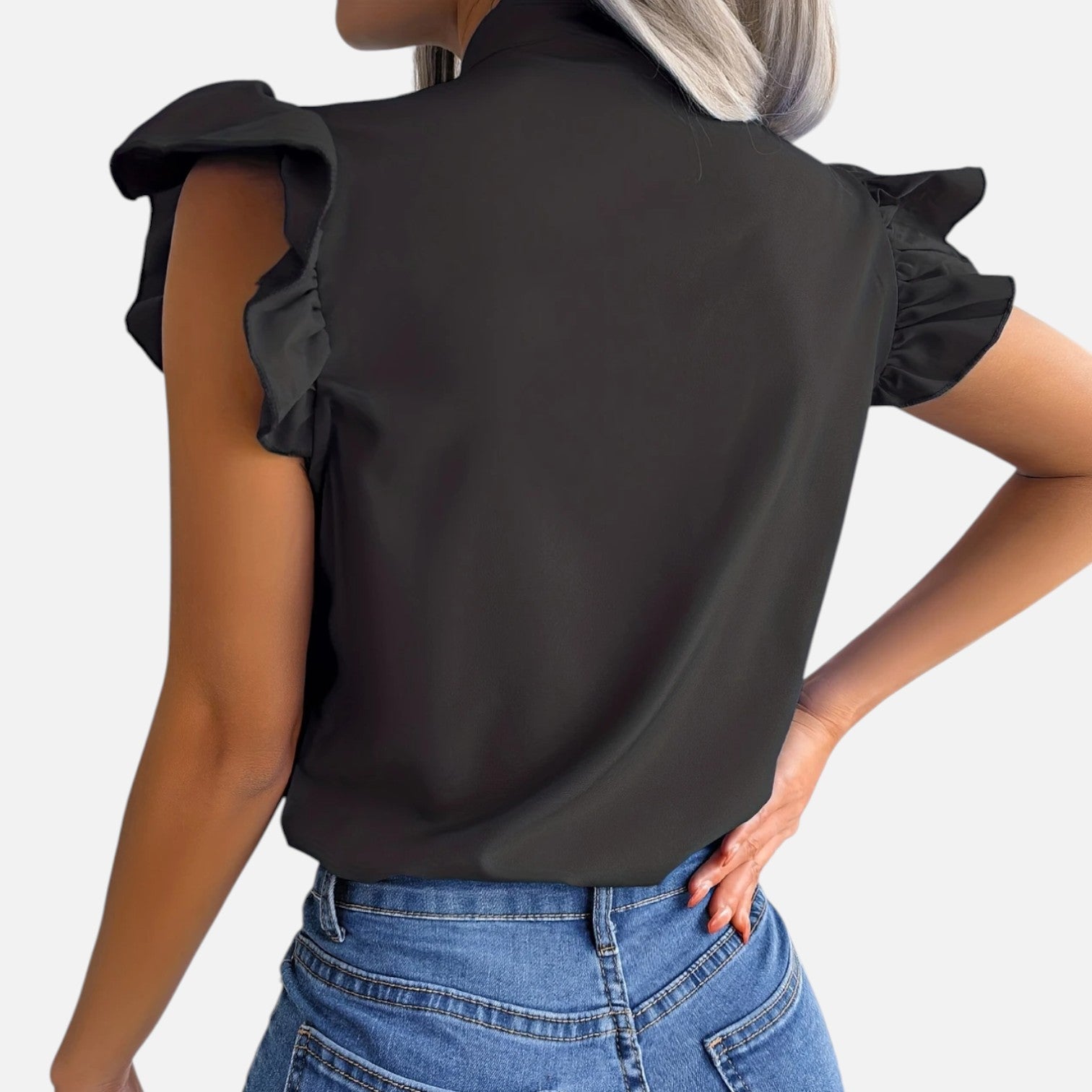 Dorevelle Opaca Collo Donna – Top in Chiffon con Nastrino Senza Maniche