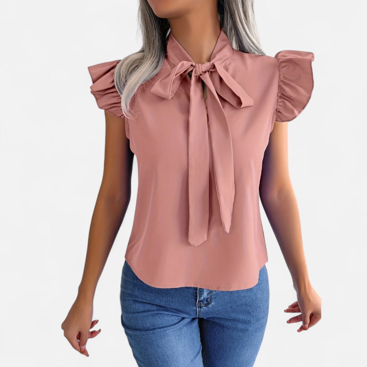 Dorevelle Opaca Collo Donna – Top in Chiffon con Nastrino Senza Maniche