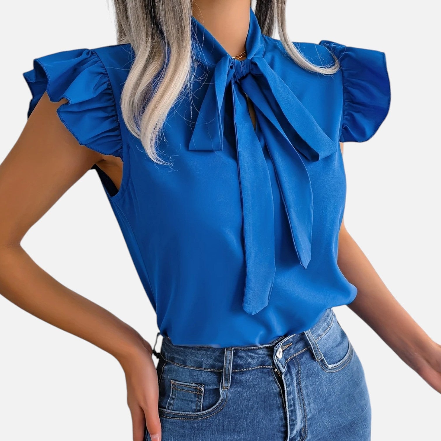 Dorevelle Opaca Collo Donna – Top in Chiffon con Nastrino Senza Maniche