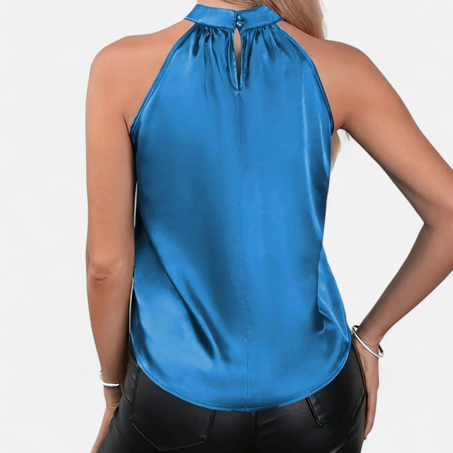 Dorevelle Women's Elegant Riviera Satin Halter Blouse – Timeless Style