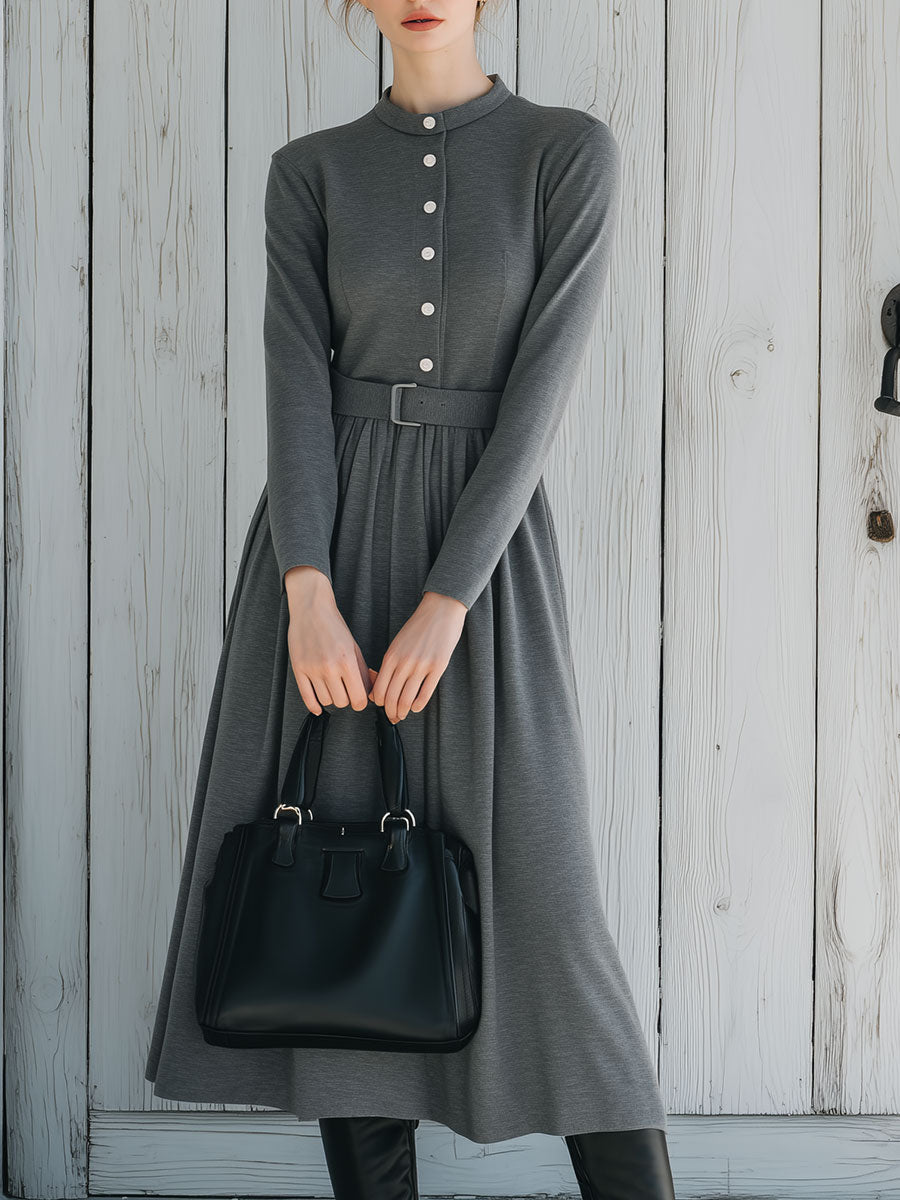 Casual And Comfortable Loose Gray Midi Dress