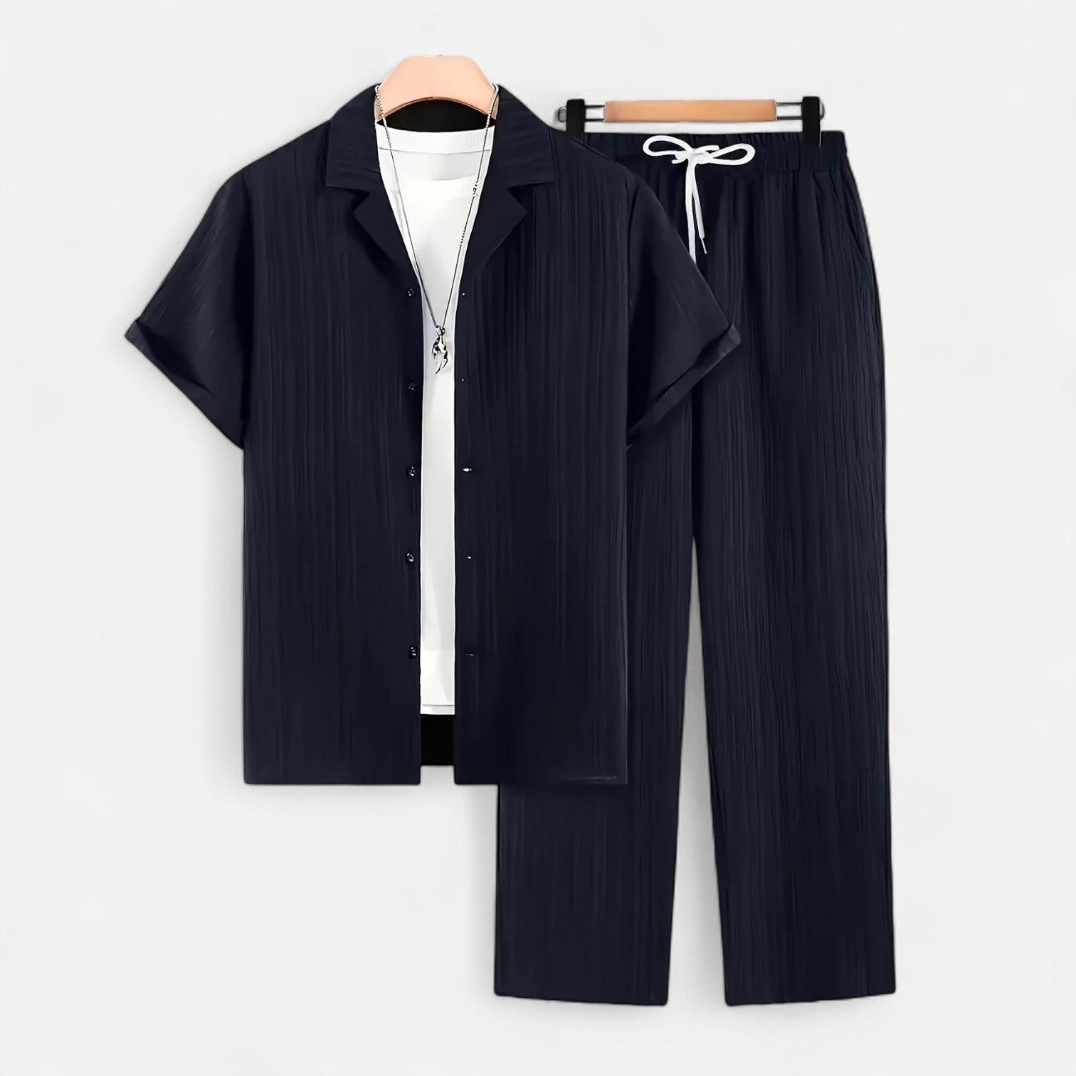 Dorevelle Men’s Linen Set – Stylish Riviera Button-Up Comfort