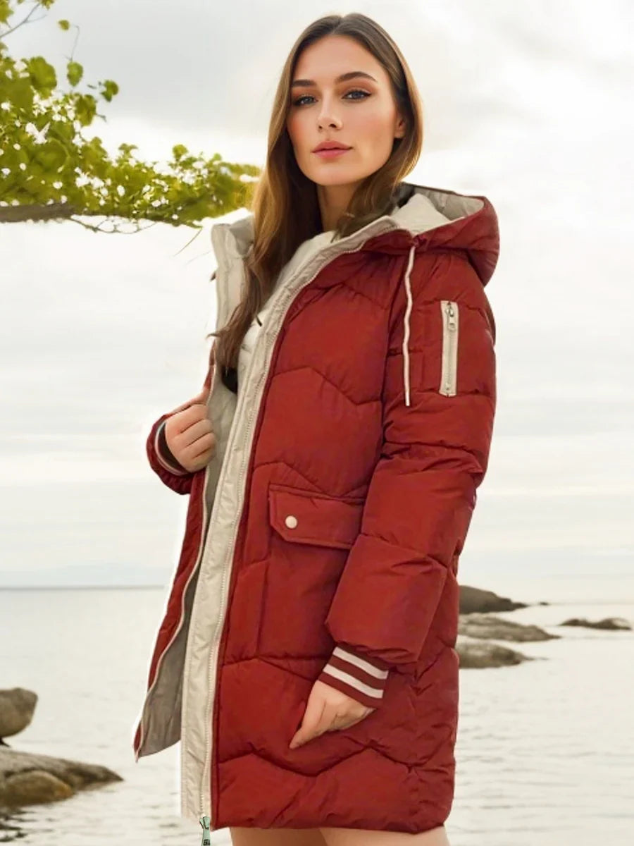 Hauda Women's Coat with Stylish Hood and Practical Zipper