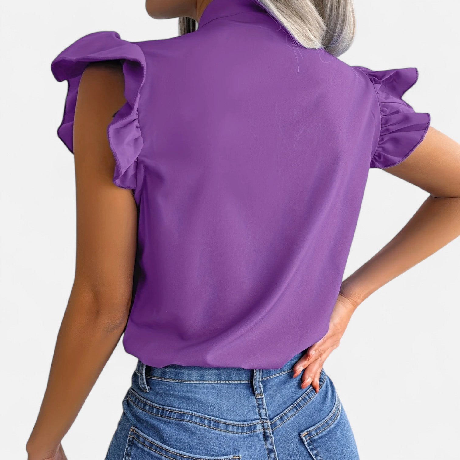 Dorevelle Opaca Collo Donna – Top in Chiffon con Nastrino Senza Maniche