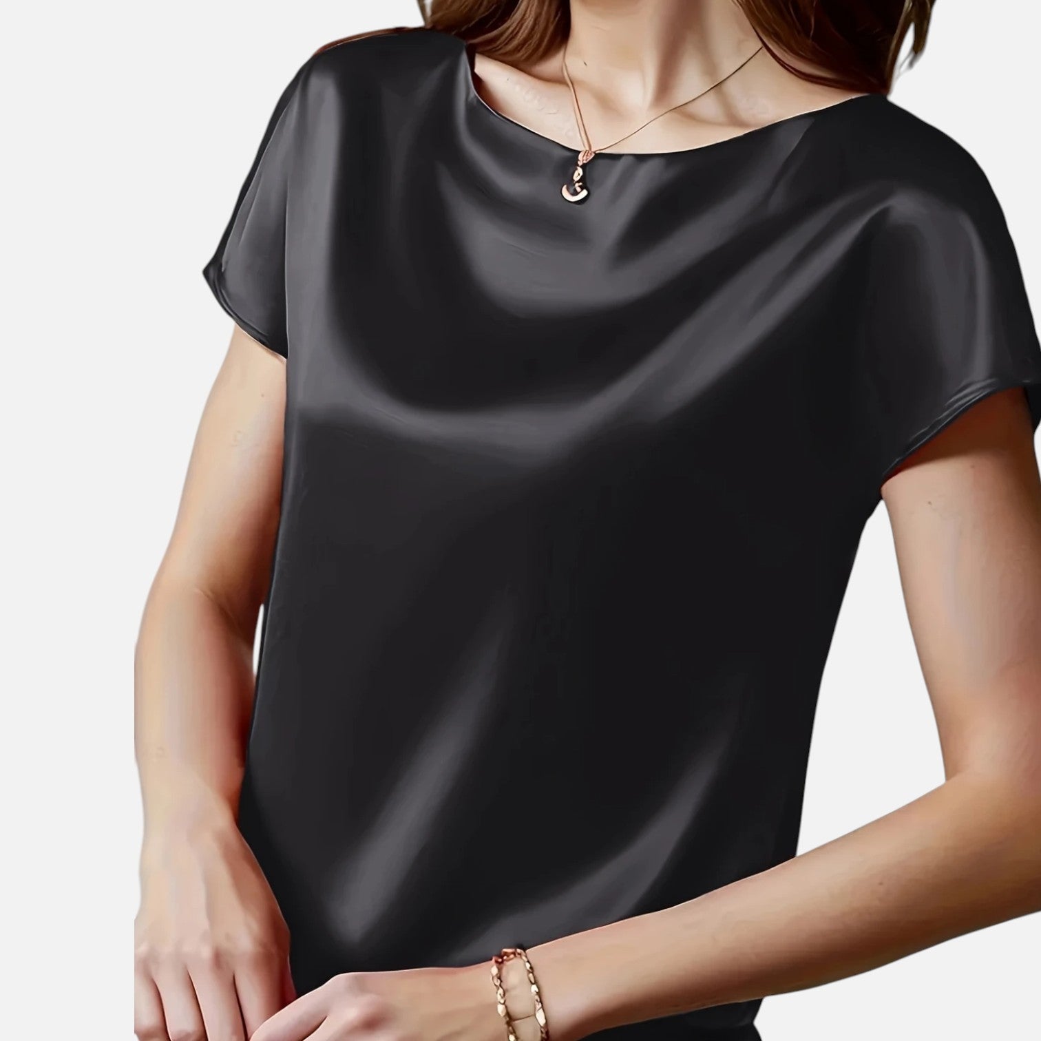 Dorevelle 女性用 サテンブラウス ショートスリーブ クラシックデザイン