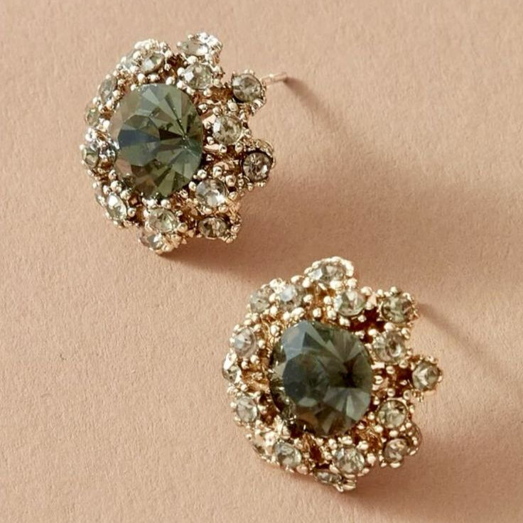 Sparkling Green Vintage Round Earrings