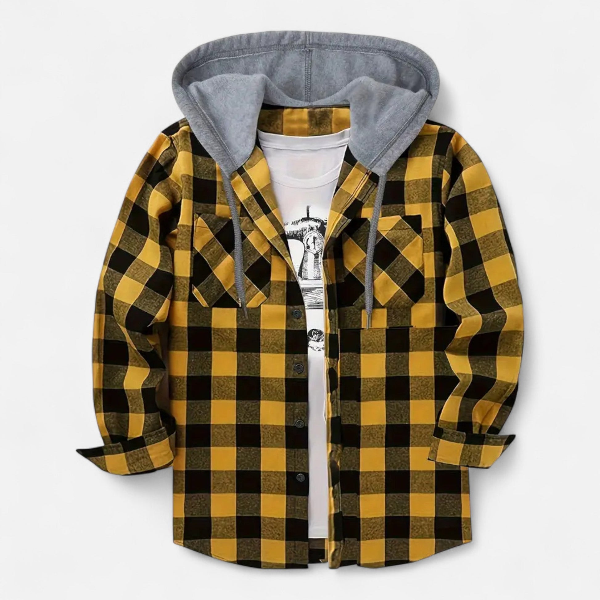 Dorevelle men’s stylish button-up hooded sweater for a casual yet trendy look