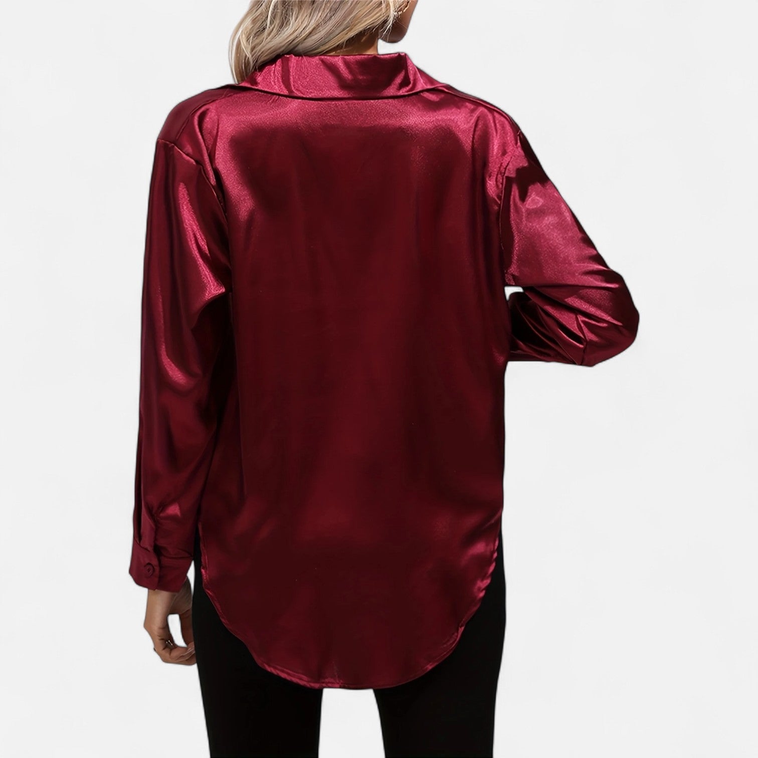 Dorevelle Women's Elegant Satin Shirt with Heritage Collar for a Classic Stylish Look