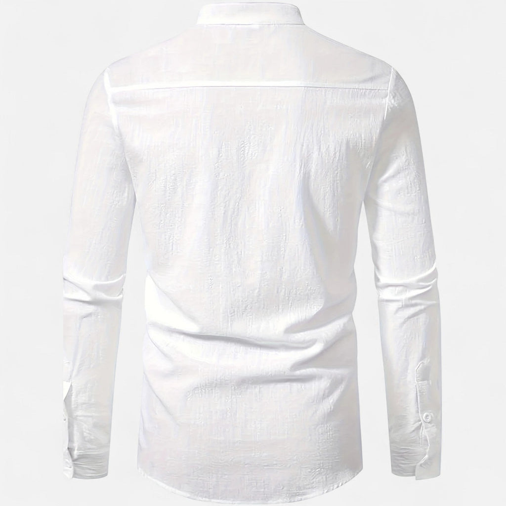 Dorevelle Men’s Linen Henley Shirt with Heritage Collarless Design for a Classic and Stylish Look