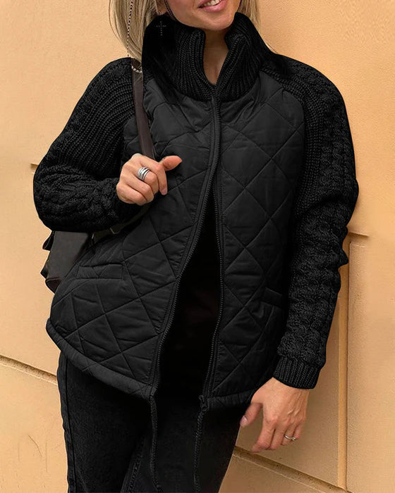 Stylish Solid Color Coat with Zipper and High Collar for Optimal Protection