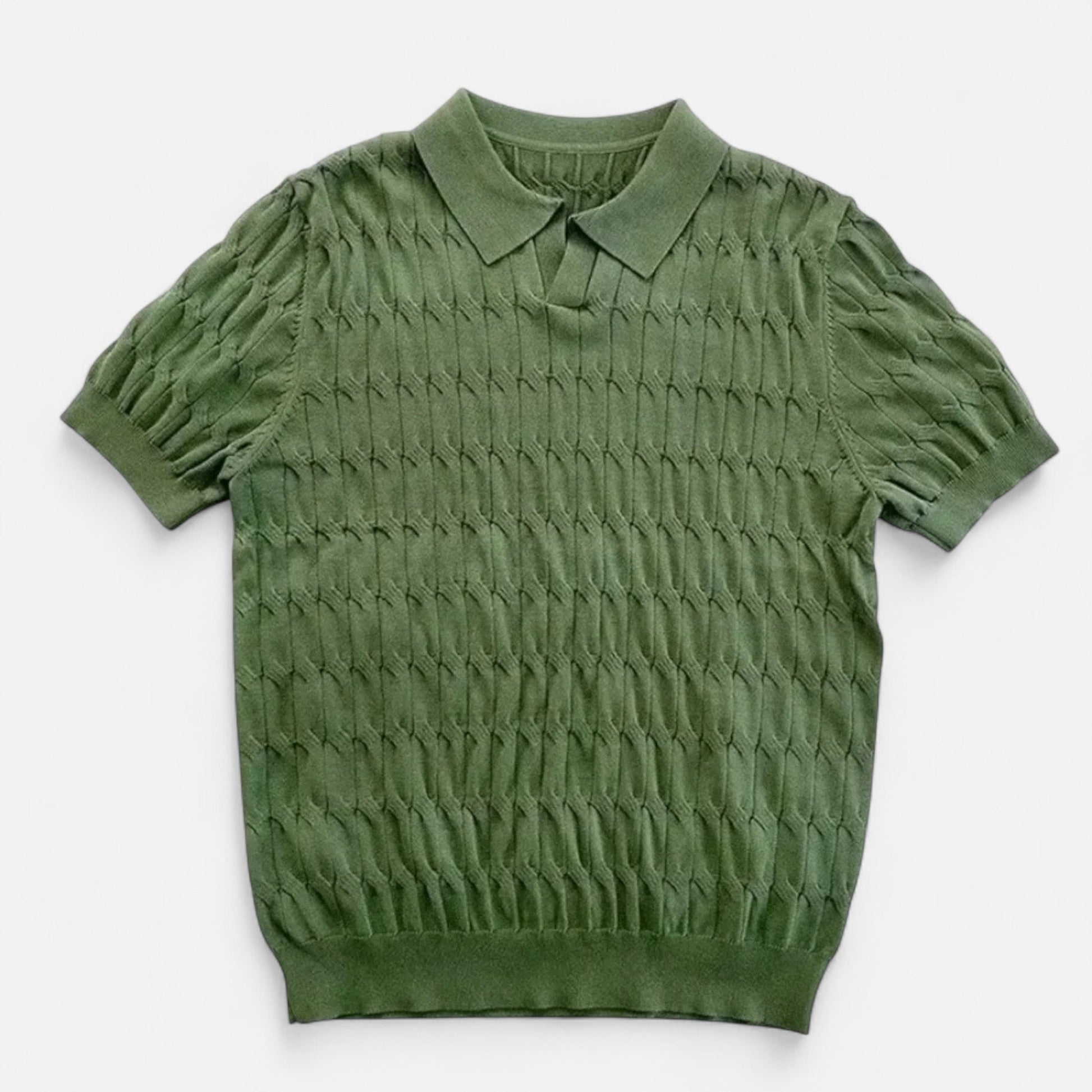 Dorevelle | Herren Strick-Polohemd mit Jacquard-V-Ausschnitt – Elegante Vielseitigkeit