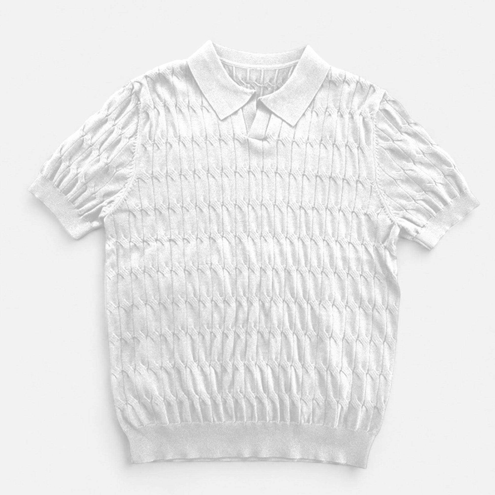 Dorevelle | Herren Strick-Polohemd mit Jacquard-V-Ausschnitt – Elegante Vielseitigkeit