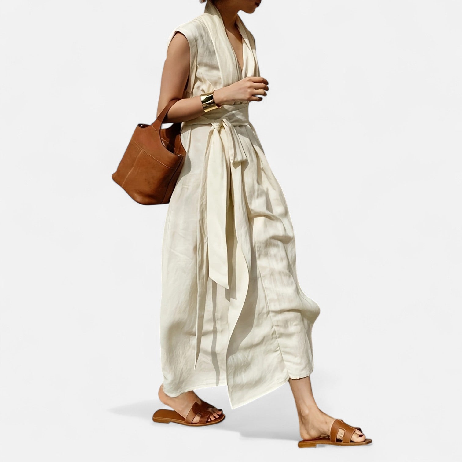 Dorevelle Women's Sleeveless Linen Dress – Elegant Heritage Style for Chic Summery Looks