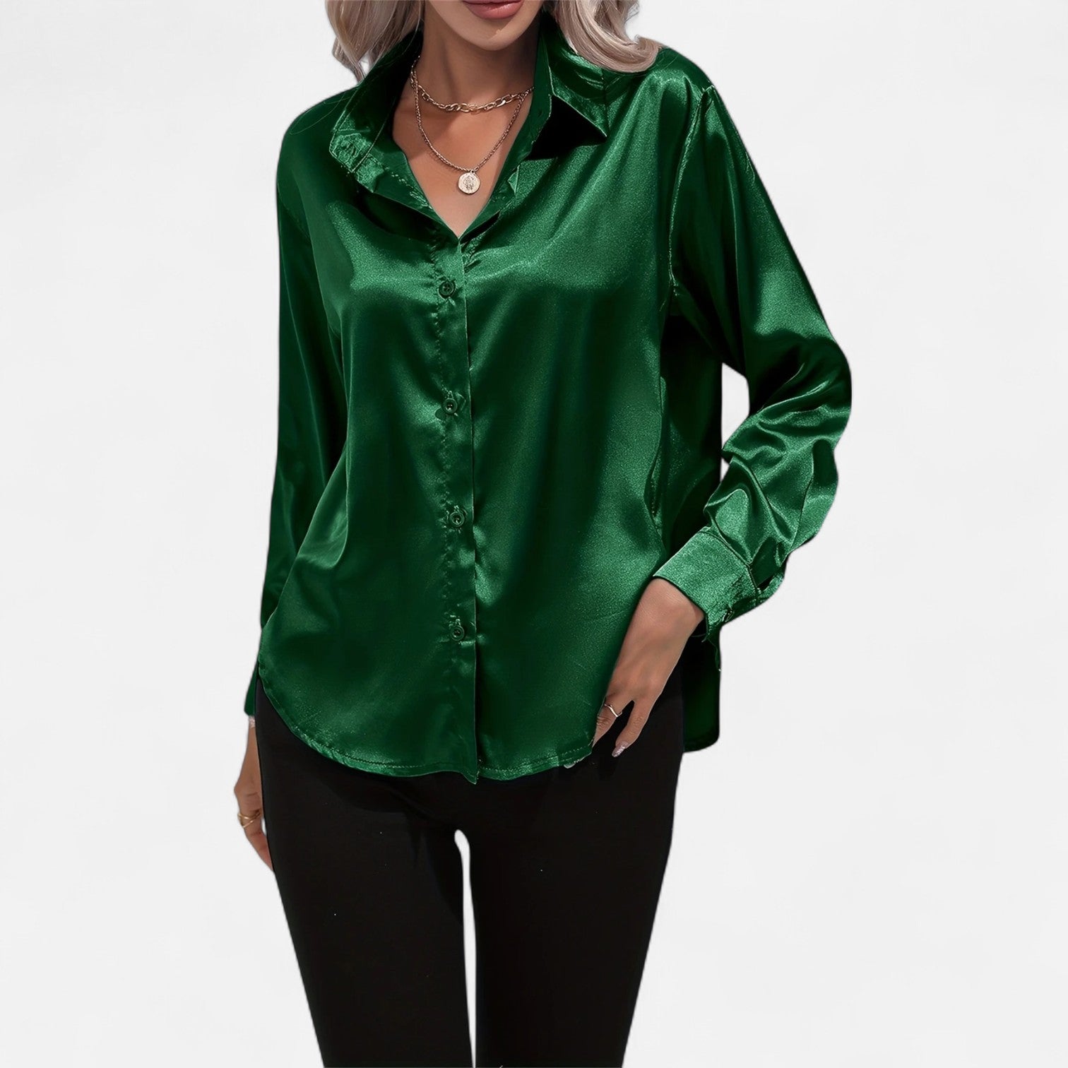 Dorevelle Women's Elegant Satin Shirt with Heritage Collar for a Classic Stylish Look