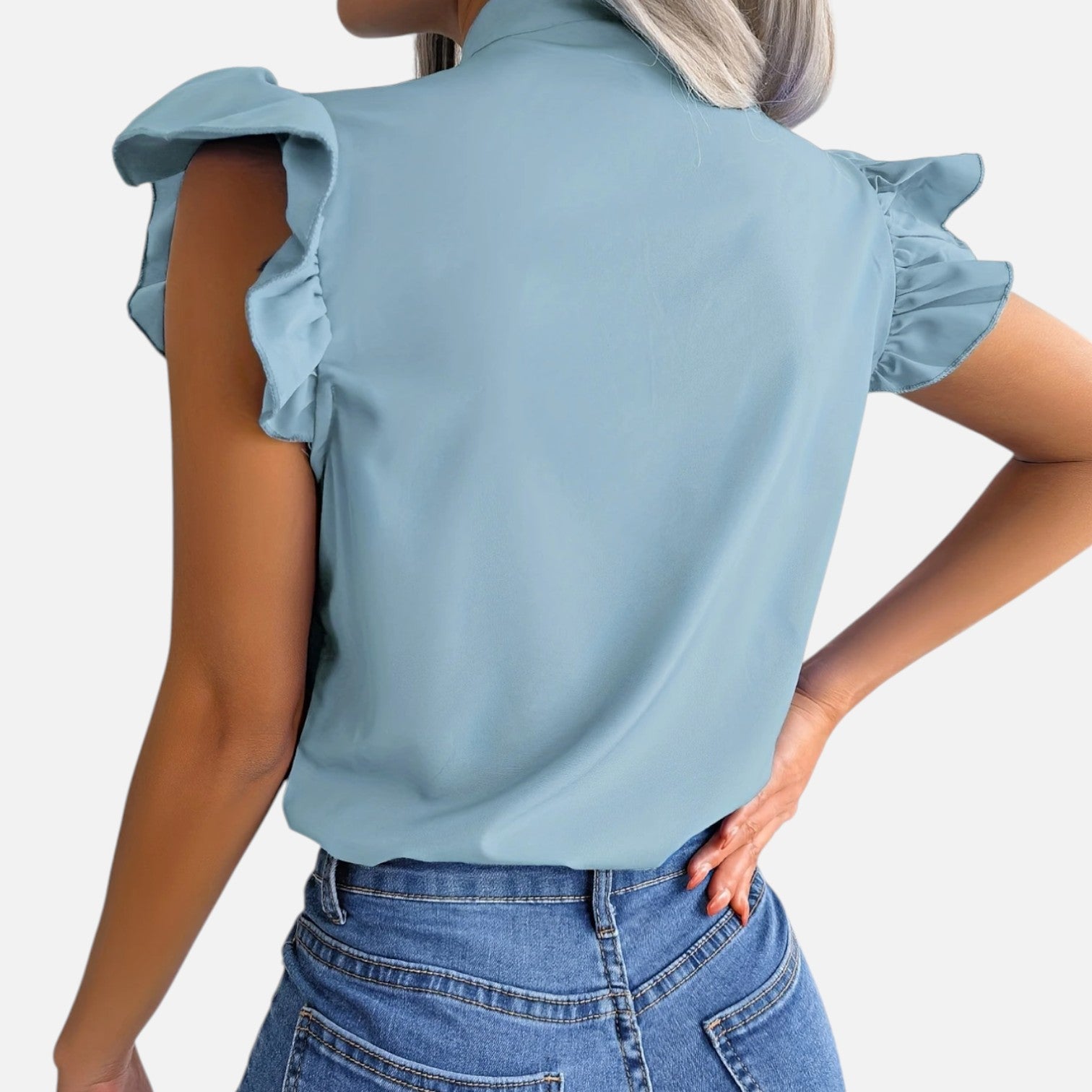 Dorevelle Opaca Collo Donna – Top in Chiffon con Nastrino Senza Maniche