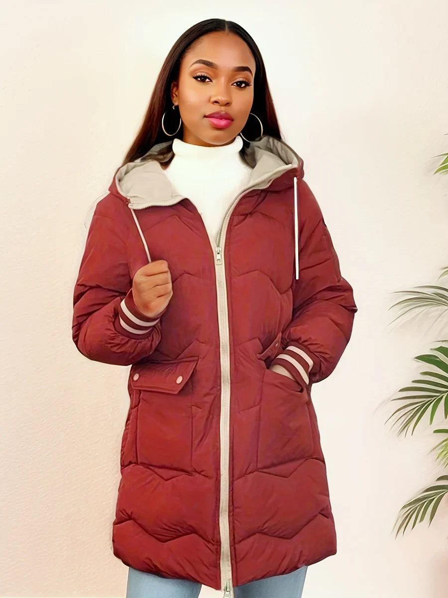 Hauda Women's Coat with Stylish Hood and Practical Zipper