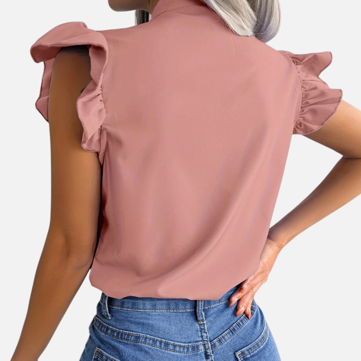 Dorevelle Opaca Collo Donna – Top in Chiffon con Nastrino Senza Maniche