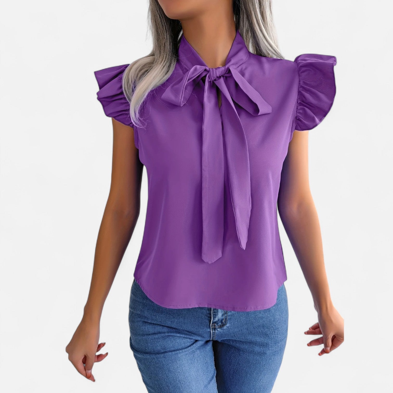 Dorevelle Opaca Collo Donna – Top in Chiffon con Nastrino Senza Maniche