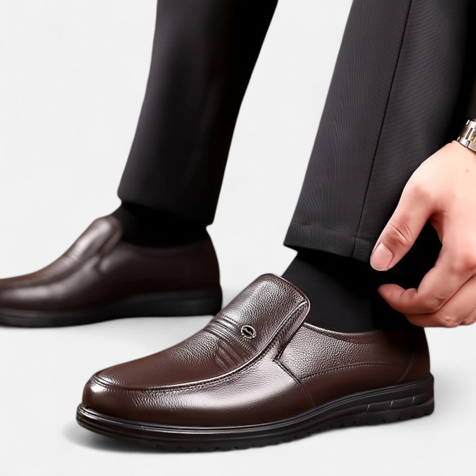 Dorevelle Men's Premium Leather Loafers – Stylish Ivy Slip-On Comfort