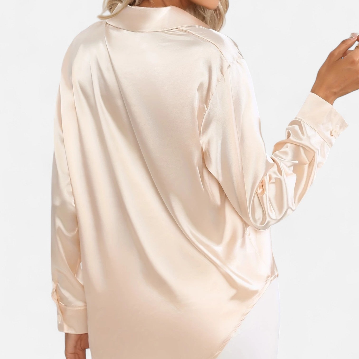 Dorevelle Women's Elegant Satin Shirt with Heritage Collar for a Classic Stylish Look