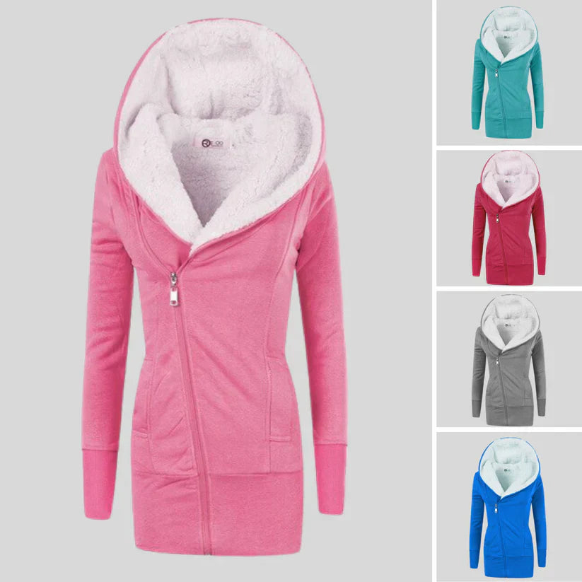 Cozy Letter Fleece Hoodie Cardigan for Extra Comfort