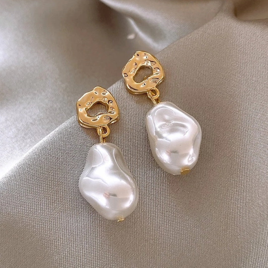 Elegant Gold Boho Pearl Earrings