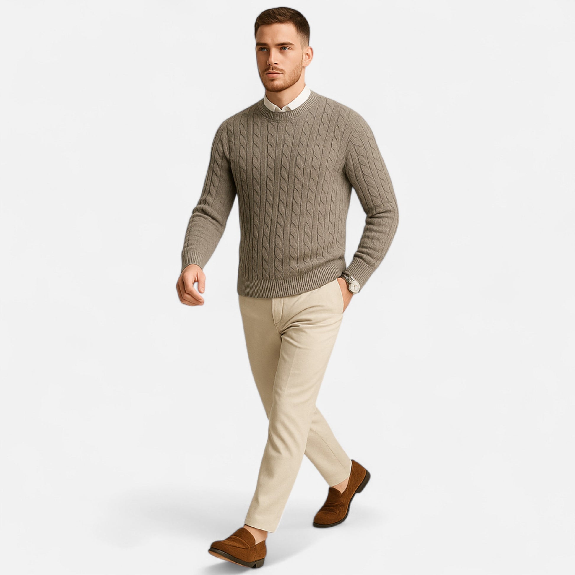 Dorevelle Herren Kabelstrickpullover – Zeitloser Heritage Rundhalsausschnitt