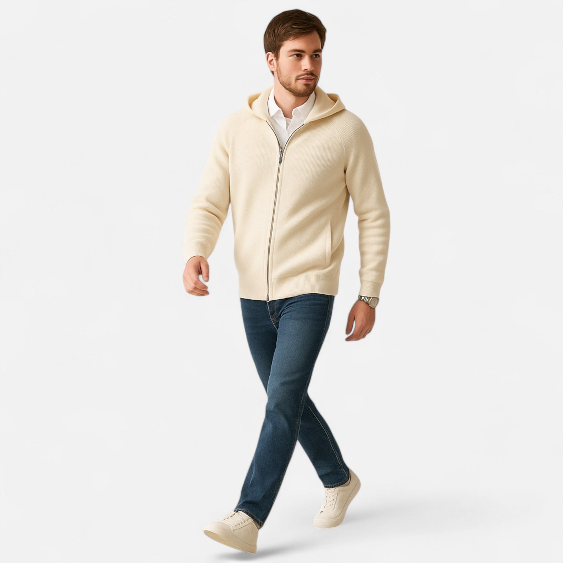 Dorevelle | Herren Zipper-Hoodie aus Heritage Merino Wolls Signatur-Design