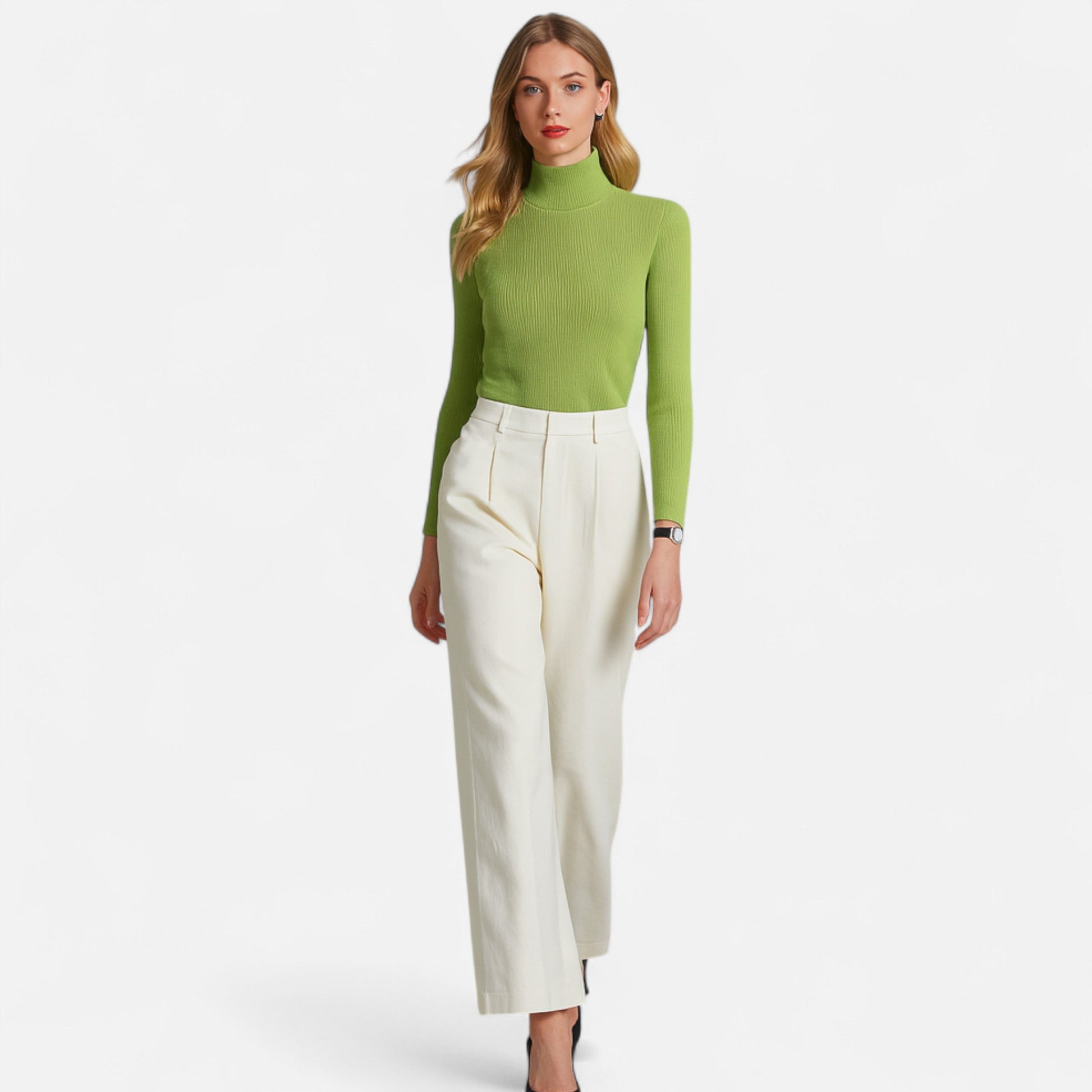 Dorevelle | Women’s Cozy Ribbed Turtleneck – Stylish Foldover Winter Elegance
