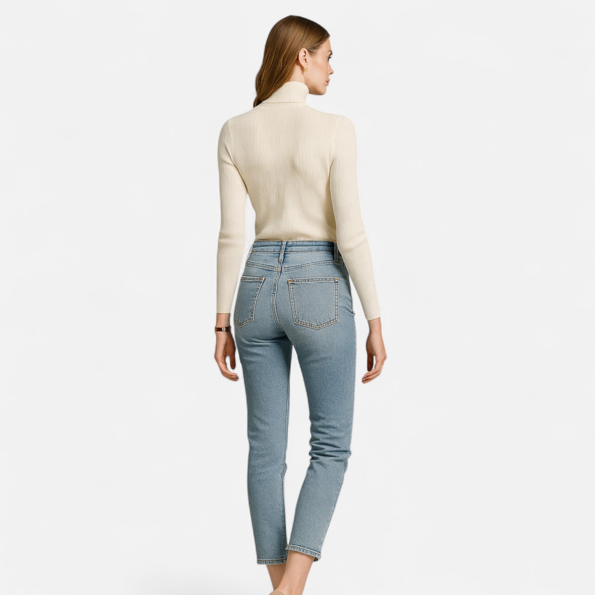 Dorevelle | Women’s Cozy Ribbed Turtleneck – Stylish Foldover Winter Elegance