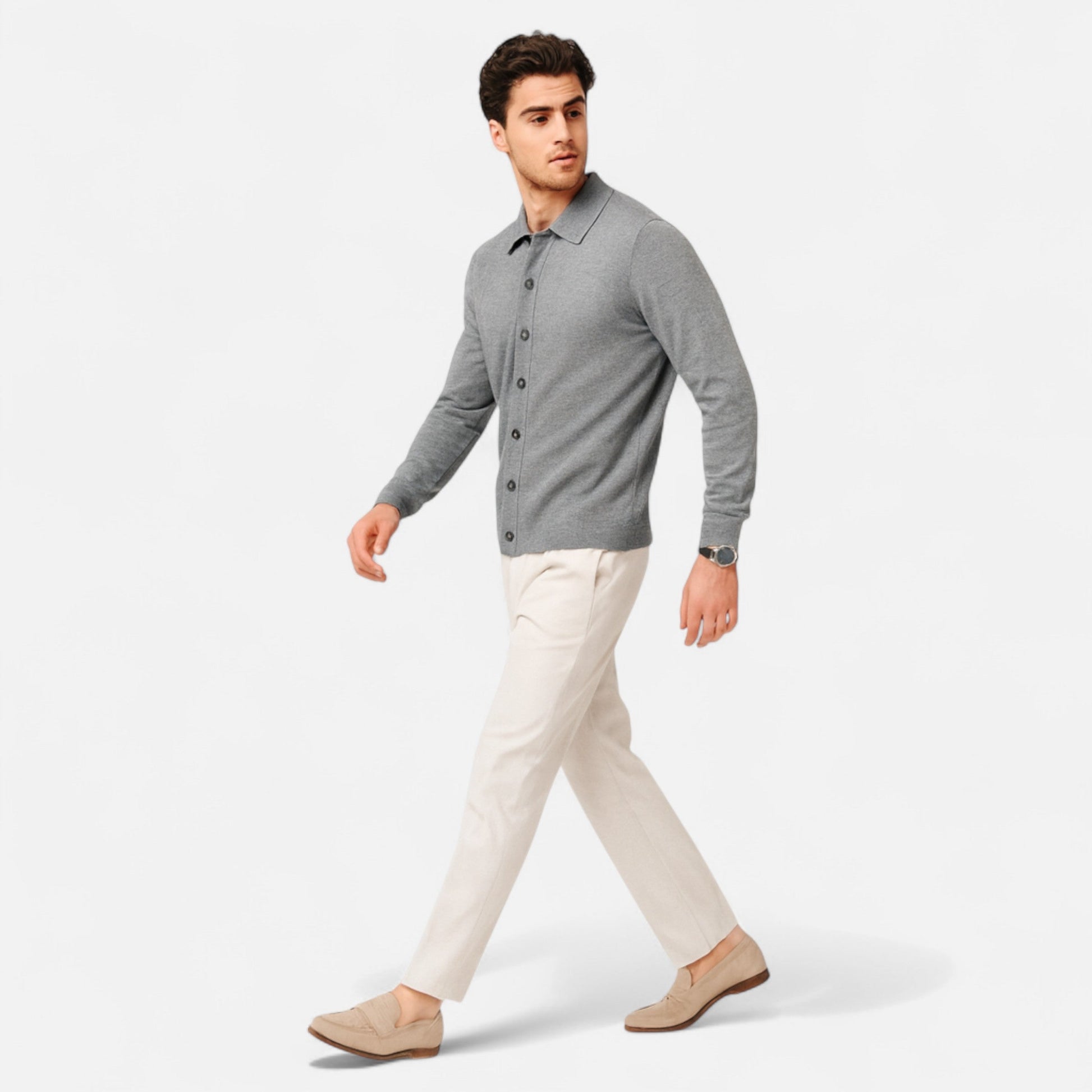 Dorevelle Men’s Wool Sweater – Premium Fine Yarn Button-Up Classic for Timeless Style