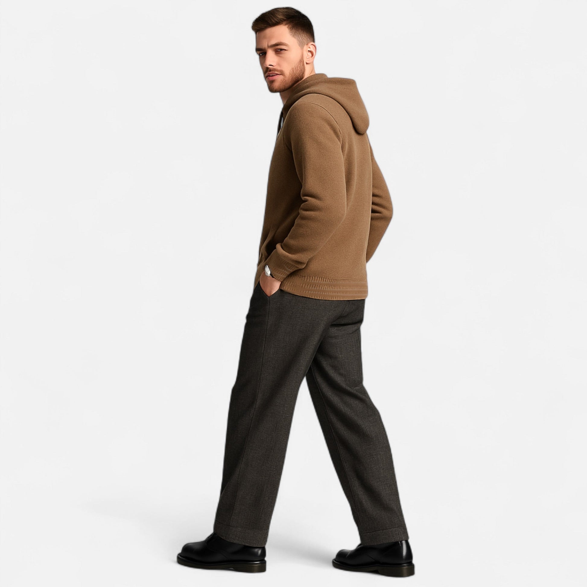 Dorevelle | Men’s Stylish Hooded Cardigan – Cozy and Elegant Winter Knitwear